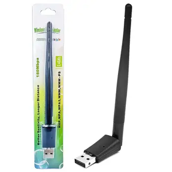 2.4 GHz 150Mbps lengvas MT7601 USB WiFi Belaidžio Tinklo Kortelė Adapteris su Antena TV Set-Top Box Plastikas + Metalas