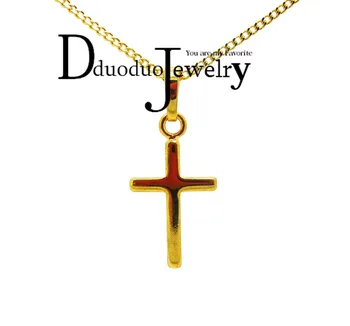 24 Aukso Spalvos mažo dydžio, Koplytstulpis Kryžiaus Pakabuką už Karoliai mados Unisex jewely