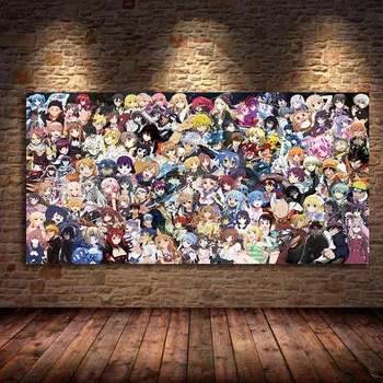 Japonų Anime Simbolių Kolekcija Drobės Tapybos Animacinių filmų Sienos Meno Plakatų, piešinių ir Spaudinių, Vaikų Kambarys Namo Cuadros Neįrėminti
