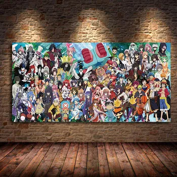 Japonų Anime Simbolių Kolekcija Drobės Tapybos Animacinių filmų Sienos Meno Plakatų, piešinių ir Spaudinių, Vaikų Kambarys Namo Cuadros Neįrėminti