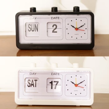 Retro Lentelė Auto Flip Laikrodis Ne-tiksi Laikrodis Kalendorius su Dienos Data Ekranas