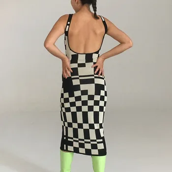Spageti Dirželis Megzti Suknelė Moterims Seksualus Bodycon Pledas Spausdinti Tuščiaviduriai Iš Mados Šalis Suknelės Backless Vasaros Moterų Suknelės, 2021