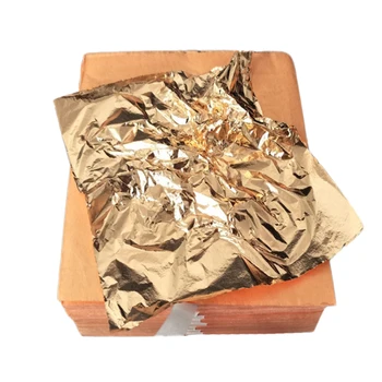 100vnt Meno Amatų Gilding Folija, Popierius 14x14cm Imitacija Aukso Skiedra Vario Dizaino Popieriaus Lapas Lapų Lakštai 