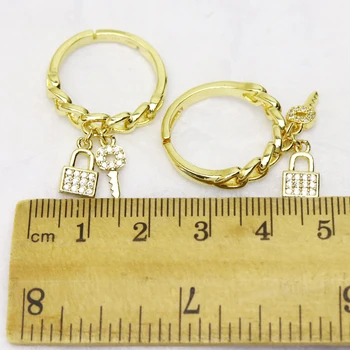 10vnt Zircons Papuošalai, žiedai, Reguliuojamas Užrakto & Key ring Metaliniais žiedais, priedai jewelrys moterims, Žiedai, papuošalai, žiedas 8412