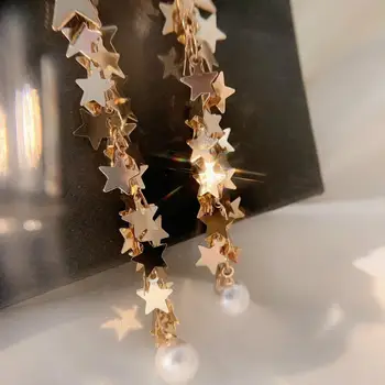 2019 Mados Aukso Adata Nesimetriškas Penkiakampė Žvaigždė, Ilgai Kutas Auskarai Pakabukas Auskarai Moterims Bijoux Papuošalai