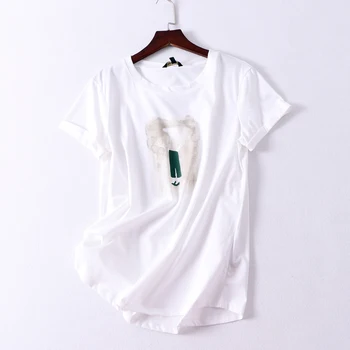 2020 Naujas Vasaros Baltos Derliaus Medvilnės Marškinėliai Moterims Harajuku O-Kaklo Trumpomis Rankovėmis Atsitiktinis Marškinėlius Viršūnes Moterų Camiseta Verano Mujer