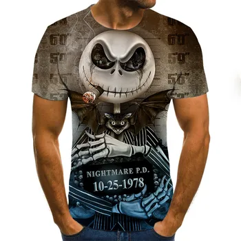 2021 Naujas Vyrų 3D Atspausdintas Atsitiktinis Marškinėlius, O Kaklo Hip-Hop Trumpas Rankovės 3D kaukolė t-shirt Punk Atsitiktinis greitai-džiovinimo T-shirt