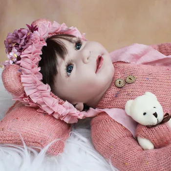 55 CM Minkšto Silikono Reborn Baby Doll Žaislas Mergina Audinio Organas, Realus 22 Colių Princesė Lisa Mažylis Dress Up Bebe Gimtadienio Dovana