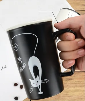 Cute Kačių Keramikos Taurė Cartoon Puodelis Kūrybos Stiklo Didelės Talpos Pieno Taurės Pora Metu Kavos Puodelio