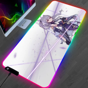 Genshin Poveikio Pelės Mygtukai Anime Žaidėjai Decoracion Gabinete PC Gamer Stalas Kilimėlis RGB Žaidimų Priedai Klaviatūra, Kilimėlis ковер Lentelė