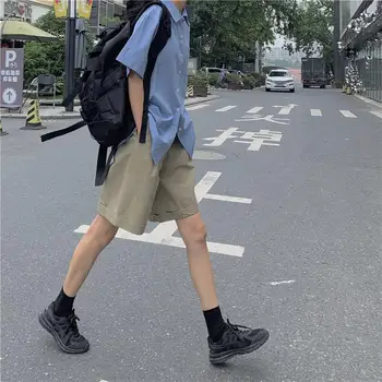 Kelnes Moterys Vasarą Pločio Kojų Aukšto Juosmens Gryna Spalva Studentų Streetwear Paprasta Visų rungtynių Japonija Stiliaus Kelnės Basic Populiarus Chic