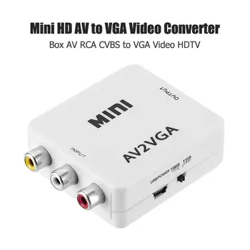 Mini HD AV2VGA Video Converter Box AV RCA CVBS VGA Vaizdo HDTV Adapteris