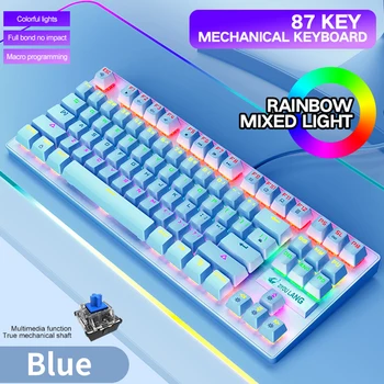 Naujas RGB Originalių Žaidimų Klaviatūra K2 Mechaninė Žaidimų Klaviatūra, Mėlyna Jungiklis 87-Raktas USB Laidinė Klaviatūra Nešiojamas Desktop PC Gamer