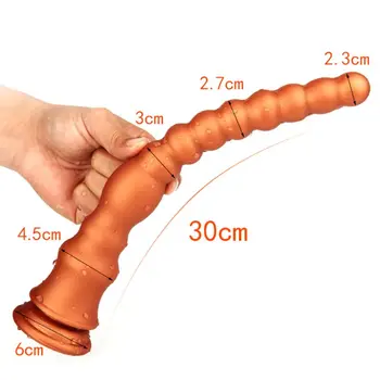 Silikono Masturbuojantis Ilgai Granulių Butt Plug Vandeniui Moterų Rankinio Stimuliacija Suaugusiųjų Sekso Žaislas, skirtas Lesbiečių Poros Malonumas