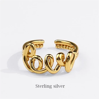Vienintelis Atminties Romantiška Raidžių Meilės 925 Sterlingas Sidabro Moterų keičiamo dydžio Atidarymo Žiedų SRI844