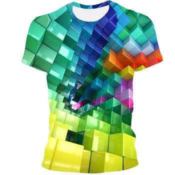 Vyriški 3D Spausdinimo T-Shirt trimatis Sukama, Abstrakčiai Įdomus Modelis T-Shirt Vasaros Mados Atsitiktinis Dydį, O-Kaklo Marškinėliai