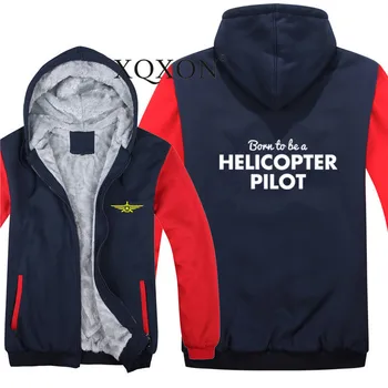 XQXON - 2021 Naujas Pilotas Vyrų Užtrauktukas Pilotas Hoodies Palaidinės Gimęs Būti Sraigtasparnio Pilotas Vyras Kailio Vilnos Linijinės Vilnos Hoodies-J636