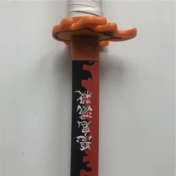 1:1 Anime Kimetsu nr. Yaiba Kardas, Ginklas Demon Slayer Rengoku Kyoujurou B Cosplay Kardas Ninja Peilis medienos žaislas 80cm