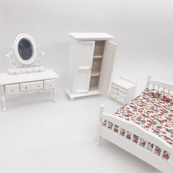 1:12 Lėlių Miniatiūriniai Baldai - Balta Medinė Spinta, Spintelė, Realus Modelis, Europos Stilius