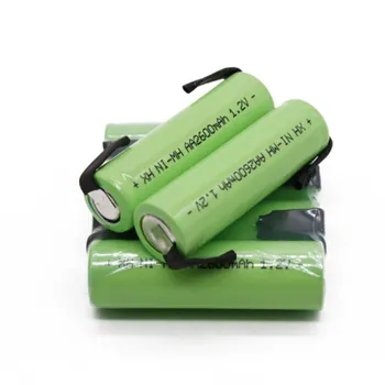 1.2 V AA Įkraunamos Baterijos, 2600mah, NI-MH Elementų, Žalias Korpusas su Lydmetalis Skirtukus 