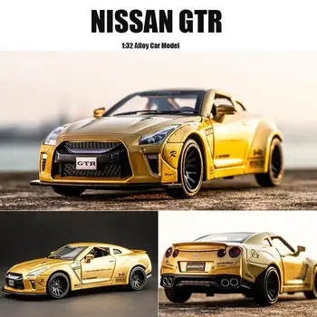 1:32 Masto Nissan GTR Diecast Metal Automobilio Modelį Žaislas Modeliavimas Transporto priemonės Vaikams, Traukti Atgal, Garso ir Šviesos Konkurencijos Automobilį Vaikų Žaislas