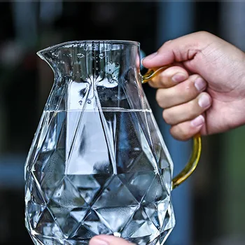1.5 L Arbatinukas Decanter Vandens Diamond Tekstūra Stiklo Arbatinukas Nustatyti Vandens Ąsotis Skaidrus Kavos Puodą Vandens Grafinas Karščiui atsparaus