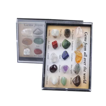 1 dėžutė 15vnt įvairių Natūralių akmenų, Agates Brangakmenių Mineralinių Pavyzdys Poliravimo akmuo Kristalas gydymo, Mokymo