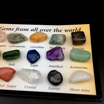1 dėžutė 15vnt įvairių Natūralių akmenų, Agates Brangakmenių Mineralinių Pavyzdys Poliravimo akmuo Kristalas gydymo, Mokymo