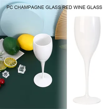 1 PUODELIS Šampanas Fleitos Stiklų Plastikiniai Vyno Taure Indaplovė-saugus Balta Akrilo Šampano Stiklas Skaidrus Vyno taurė
