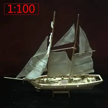 1 Set 1:100 Surinkimas Statybos Rinkiniai Laivo Modelis, Medinio Medinis Burlaivis 