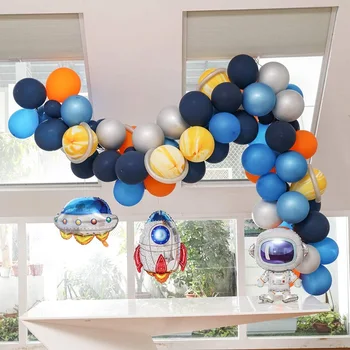1 Set Kosmoso Balionai Arch Girliandą Raketų Astronautas Ballon Devynių Planetų Reklama Vaikams Baby Shower Gimtadienio Dekoras