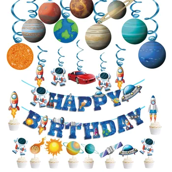 1 Set Kosmoso Balionai Arch Girliandą Raketų Astronautas Ballon Devynių Planetų Reklama Vaikams Baby Shower Gimtadienio Dekoras