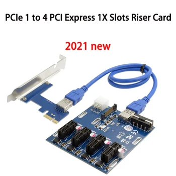 1 Set PCI-E X1, 4 PAV Express X16 Išplėtimo Rinkinys 1 Iki 4 Port PCI Express Jungiklis Daugiklis PIC HUB 6 Pin Sata USB Riser Card