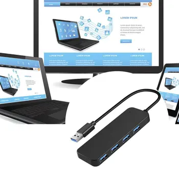 1 VNT Ultra Plonas Didelės Spartos USB 3.0 Hub Išorės 4 Uostų Adapteris, Splitter USB Expander Nešiojamas KOMPIUTERIS, Kompiuterių
