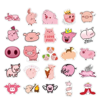 10/50PCS Happy Pink Piggy Lipdukai Vaikų Animacinių filmų Gyvūnų Kawaii Karalius Kiaulių Lipdukas Lipdukas 
