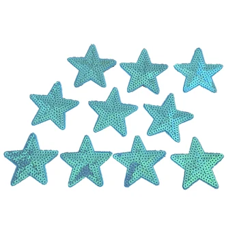 10 Vnt/DAUG Blue Star Blizgučiais Siūti Geležies Lopai Drabužius, Batus Žvaigždžių Blizgančiais Aplikacijos Pleistras 