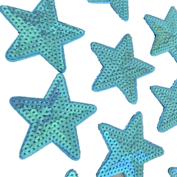 10 Vnt/DAUG Blue Star Blizgučiais Siūti Geležies Lopai Drabužius, Batus Žvaigždžių Blizgančiais Aplikacijos Pleistras 
