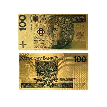 10 vnt / Set Spalvos lenkijos 24K Aukso Banknotų 100 Zlotas Surinkimo Dovanos