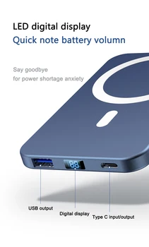 10000mah Nešiojamų Magnetinio Belaidžio Powerbank Mobiliojo Telefono Maitinimo Bank Tinka Iphone12 Pro/Max, Xiaomi, 