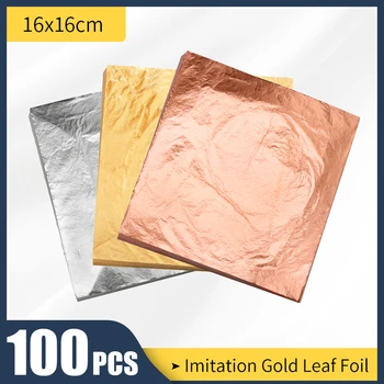 100vnt 16cm Imitacija Aukso Lapų Popieriaus Gilding Vario, Aliuminio Lapų Menai, Amatai, Paauksuotas Namuose Aukso Folijos Lakštai & Gilding Klijai