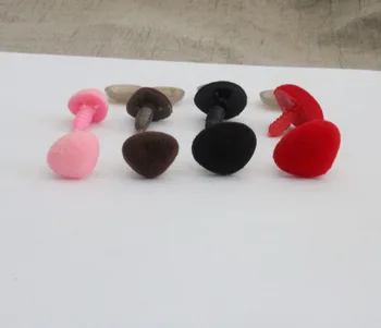 100vnt/daug 10x11/12x15/14x18/15x20mm rožinė/raudona/juoda/ruda švarus Trikampio flocking saugos žaislą, nosies ir minkštos plovimo--dydžio&spalva
