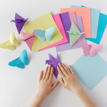 100vnt Kvadratinių Origami Popieriaus Dvigubus Šonus, Kieta Spalva, Lankstymo Popieriaus Spalvotų Kids Rankų darbo 