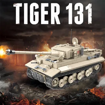 1018 Vienetų Karinės vokietijos Tigras 131 Bakas Blokai Armijos Kareivis WW2 Ginklas Plytų Švietimo Žaislai Berniukams