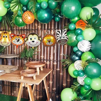 109pcs/set džiunglių gyvūnų balionai nustatyti berniukas gimtadienio dekoracija 