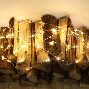 10m 100 Led Granulių String Žibintai, Sidabro Aukso Viela Pasakų Žibintai Girliandą Vestuvių Šventė Kalėdų Medžio Apdaila Baterija