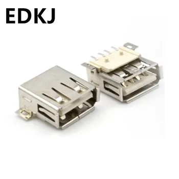 10VNT 6.3/10 mm USB A Tipo Standartinis Uosto Moterų Lydmetalis Kėlikliai Jungtis PCB Lizdas USB-A tipo SMT 4Pin Tiesiai Roll