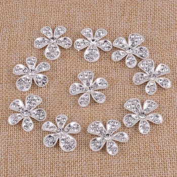10vnt Dekoratyvinis 26mm Kristalų Diamante Gėlių Mygtukai Flatback Embellishment Amatų Reikmenys