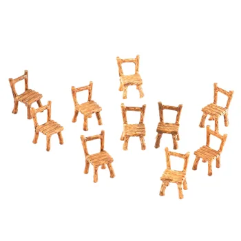 10vnt Dervos Sodo Kėdės Miniatiūros Modelis Dekoracijos Kraštovaizdžio Išdėstymas Reikmenys, Sodo Dekoro Ornamentuose