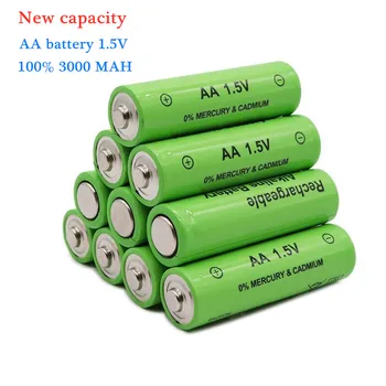10VNT /lote Naują Žymą 3000 MAH įkraunamos baterijos AA 1,5 V Įkrovimo Naujas Alcalinas drummey žaislų šviesos diodų