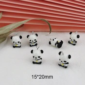 10vnt Mielas 3D Dervos Panda Pakabukai Auskarai, Apyrankės Kawaii Animacinių filmų Panda Gyvūnų Pentants Tinka Jewlery Išvadas, Telefono dėklas 